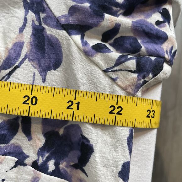 J Jill Women's White Purple Floral Tunic Top Size XL Boho Flowy Botanical Fairy - Picture 4 of 13